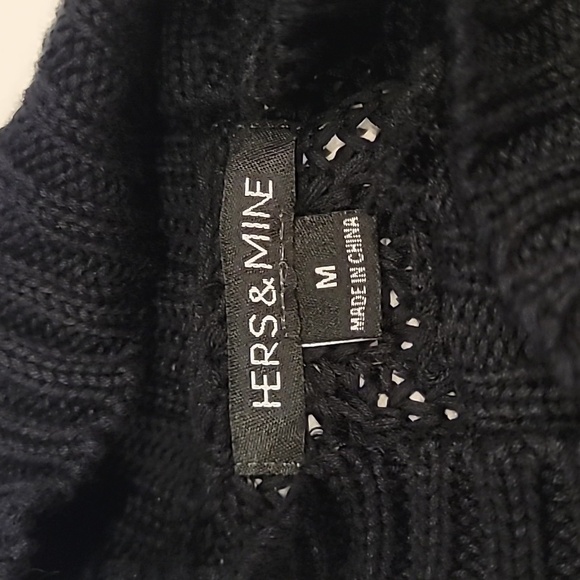 Hers & Mine Cold Shoulder High Neck Knit Sweater Black Medium - Picture 9 of 10